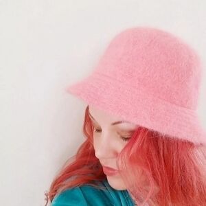 MODCLOTH PINK SORBET ANGORA BUCKET HAT